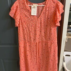 Maison Jules Coral Polka Dot Dress